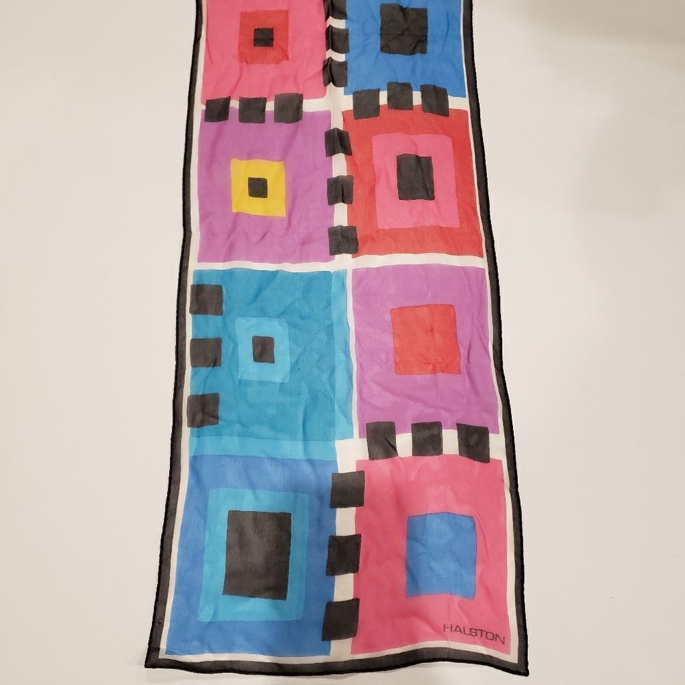 Halston Multi Square Colored Pattern Scarf - image 6